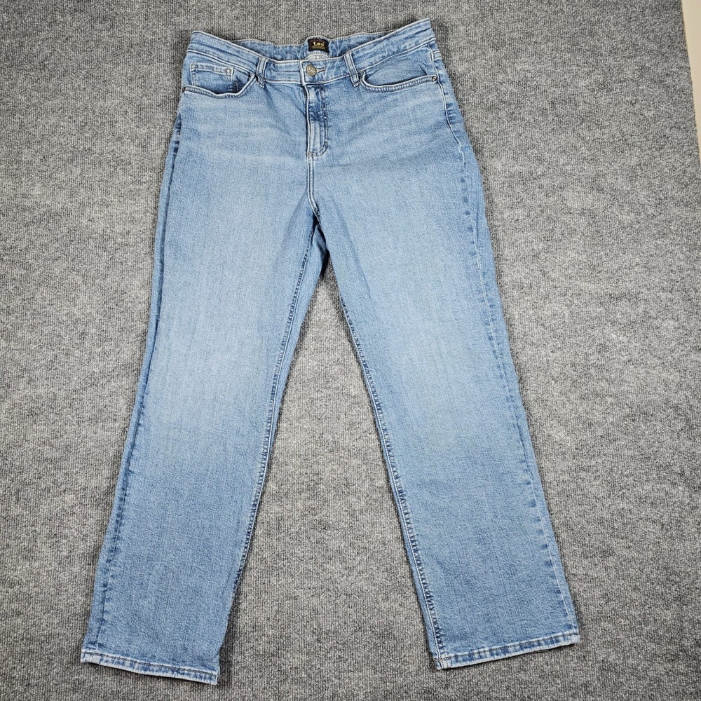 Lee Womens Light Wash Straight Leg Jeans Stretch Waistband Blue Denim RN130273